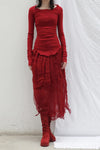 Marc Le Bihan Silk Skirt Six-layer Gauze 25930 Series French Hand-dyed MLB-25930-HONG Red